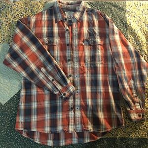 Red Head plaid button down flannel long sleeve